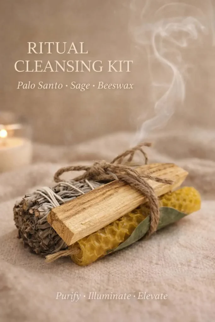 Incienso, palo santo y vela de miel artesana